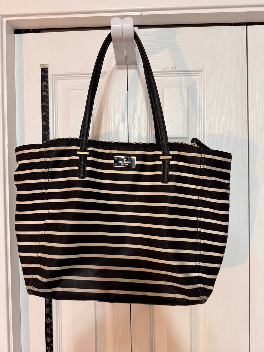 kate spade Black and Cream Striped Tote